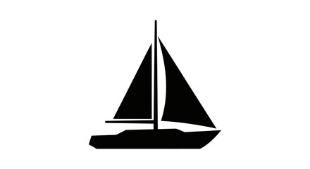 Fototapeta premium Minimalist black silhouette icon of a sailboat.