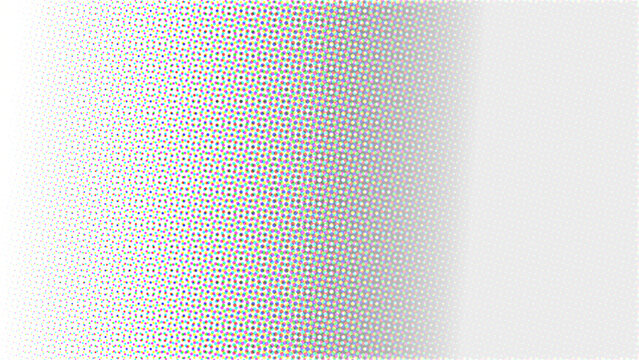 Colorful CMYK halftone gradient background with dots pattern vector illustration abstract rainbow pop art retro backdrop