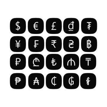 word currency icon set