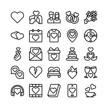 love valentine day icon set