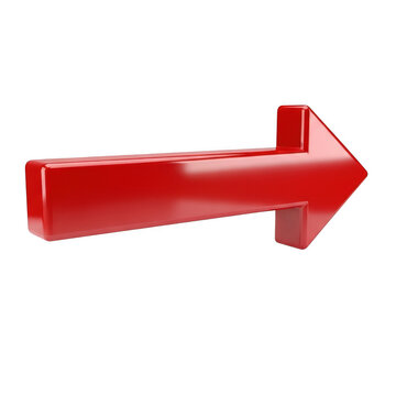 Red 3D arrow pointing right on white background