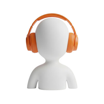 Person wearing orange headphones and smiling
