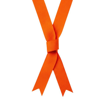 Orange ribbon bow isolated on white background