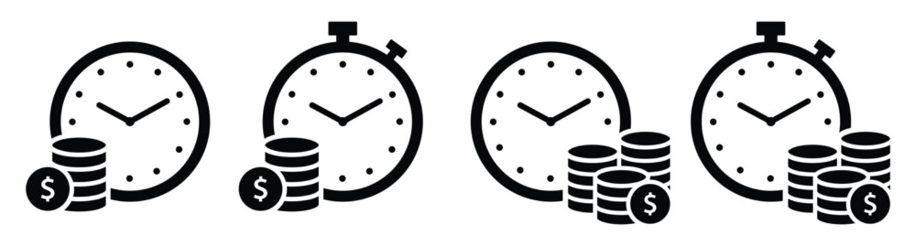 Money time set icon illustration
