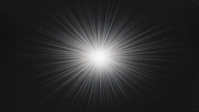 Bright white light radiating linear beams on a dark background