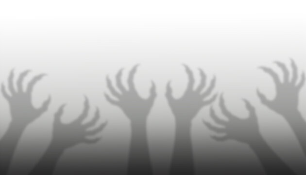 Spooky Clawed Hand Shadows Overlapping on an Eerie Grey Background