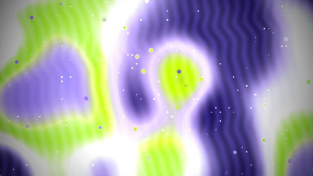 Vibrant abstract cellular forms with wavy textures and floating particles.