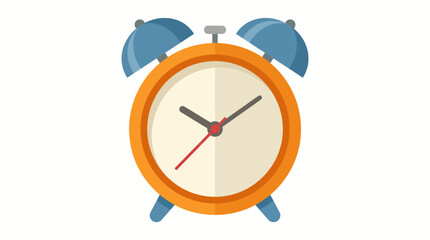 Alarm clock with an orange face and blue bells stands as a classic symbol of time management and punctuality in daily life routines. © bolone
