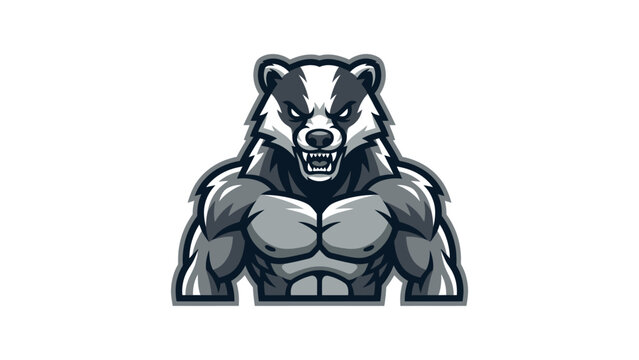 Muscular badger cartoon character illustration.