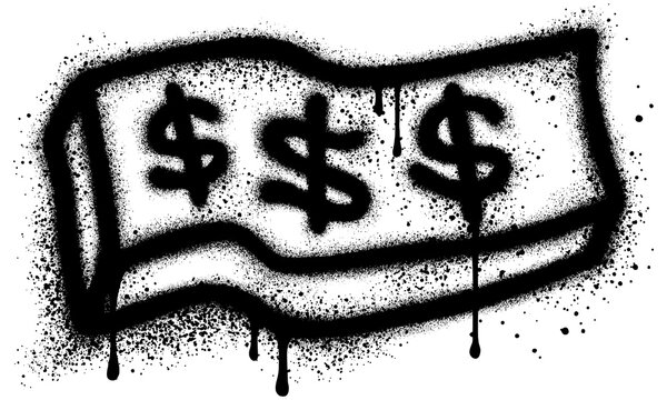 Dollar sign in graffiti style with black spray paint. vector illustration.