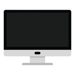 Fototapeta premium Computer monitor with gray base and black screen display isolated on white background icon