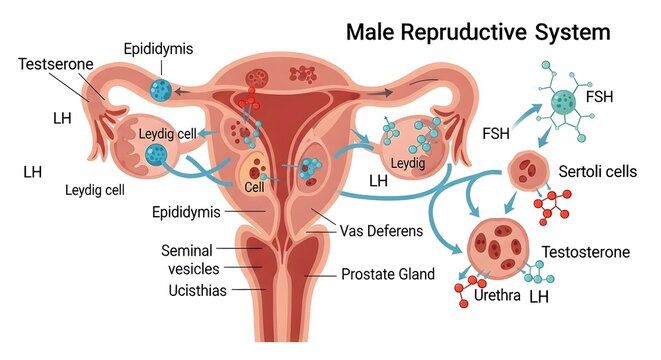 Detailed anatomical diagram of the male reproductive system.