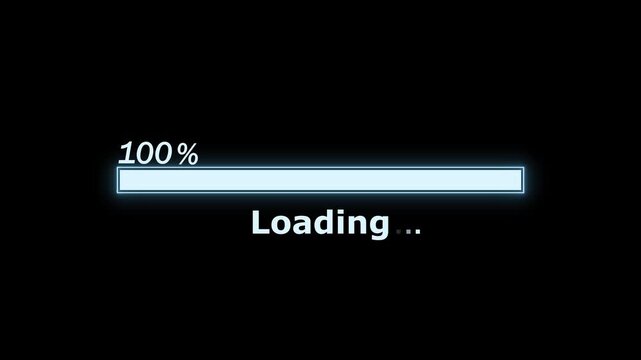 Minimalist loading bar percent and loading text progress waiting and digital update status animation