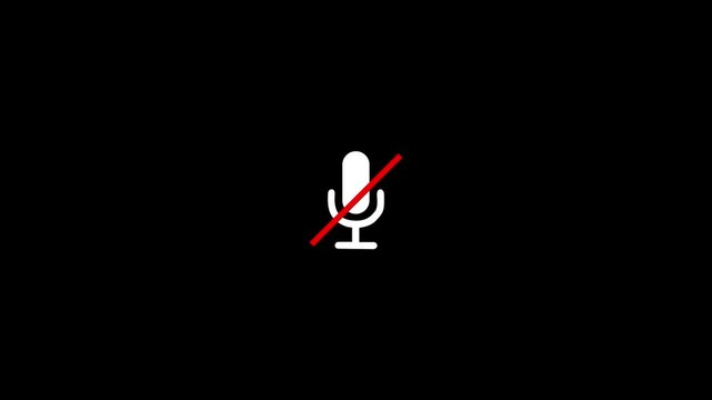 Animated microphone not allowed symbol. Voice recording podcast mic or microphone not allowed icon animation. 4k regulation.