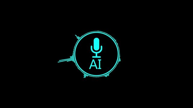 Animation of Digital audio voice assistant for AI chat waveform AI chat innovation sound wave on dark background.