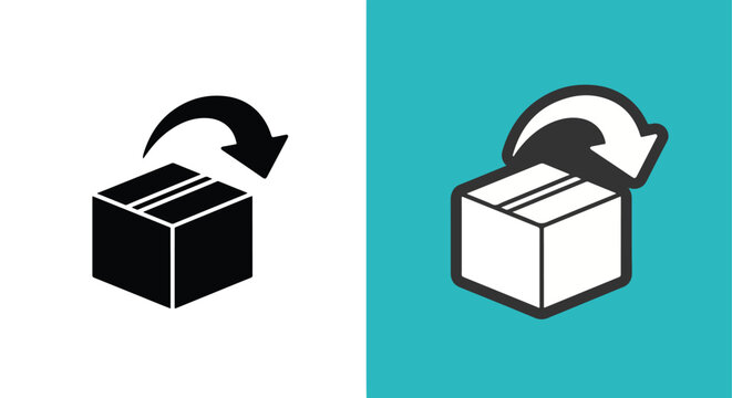 Cardboard box with return arrow icon: Solid vector icons - Clipart, sticker - icon set - Editable modern style icon