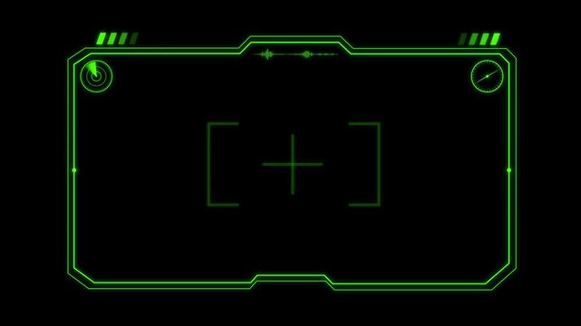 Animated Universal Technology Line and frame Video overlay Futuristic HUD Head up display interface with mini radar and compass. 4k regulation. 