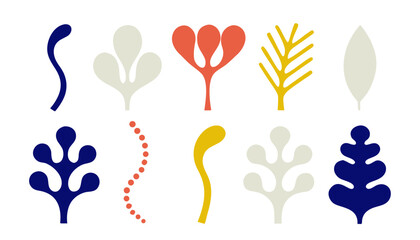 Obraz premium Abstract Organic Botanical Shapes Set in Minimalist Modern Style