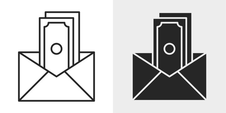 Modern editable stroke vector illustration of a salary icon. Perfect for payroll, employee payments, accounting, finance, HR systems, websites, and business applications.