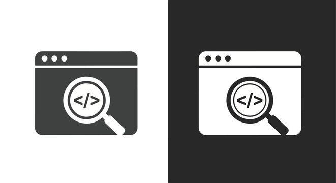 Website search code vector icon set: Solid vector icons - Clipart, sticker - icon set - Editable modern style icon