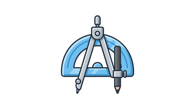 Drafting compass and protractor geometry tools.