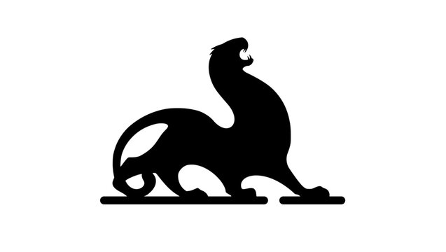 tiger sculpture, black isolated vector silhouette
