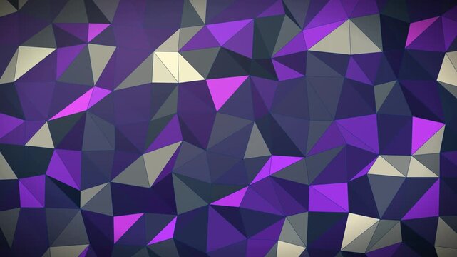 Dynamic polygonal background, abstract geometric low poly pattern, modern digital art with purple, grey, and white triangles, futuristic motion graphic for technology and design projects