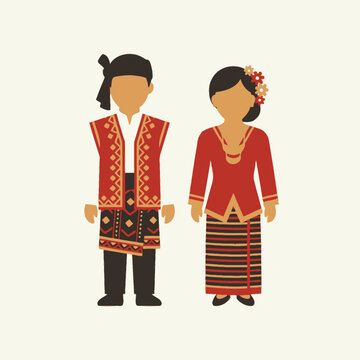 Indonesian couple wearing traditional ethnic clothing from East Nusa Tenggara