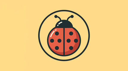 Illustrated red ladybug with black spots and antennae. © Egar