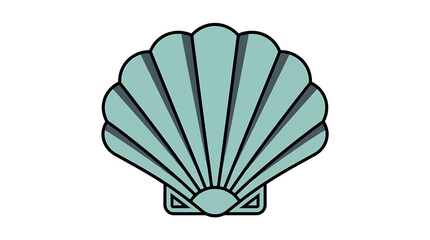 Illustrated Scallop Shell with Detailed Ridges. © Sumi