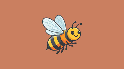 Colorful cartoon bee with smiling face and wings. © Sumi