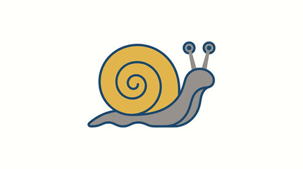 Cute cartoon snail with yellow spiral shell illustration. © Mubari