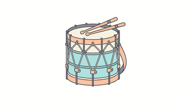 Colorful Drum with Drumsticks on Top.