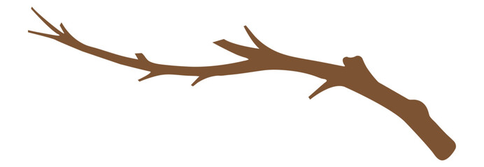 Simple brown tree branch silhouette illustration © VECTOR BUNDLE