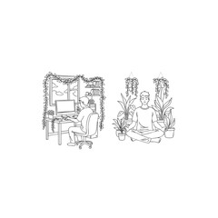Obraz premium Charming hand-drawn family scene with parents and children in cozy home setting, concept for warmth and togetherness, ideal for greeting cards, parenting blogs, and family-oriented marketing campaigns