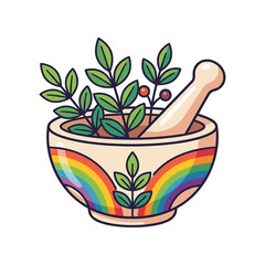 Obraz premium Herbal medicine colorful mortar and pestle.
