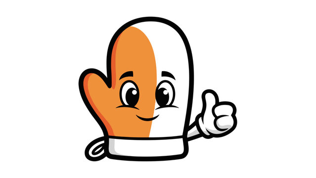 Playful Oven Mitt Mascot Celebrating Cooking Fun in a Whimsical Kitchen Environment