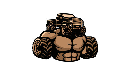 Monster Truck Mascot Character Illustration Showcasing Strength and Power in a Dynamic Design © ZRO