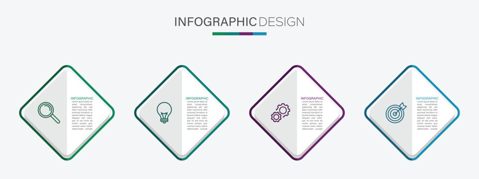 Creative concept for infographic with 4 steps, options. Business strategy infographic presentation layout. Vector illustration eps 10.	