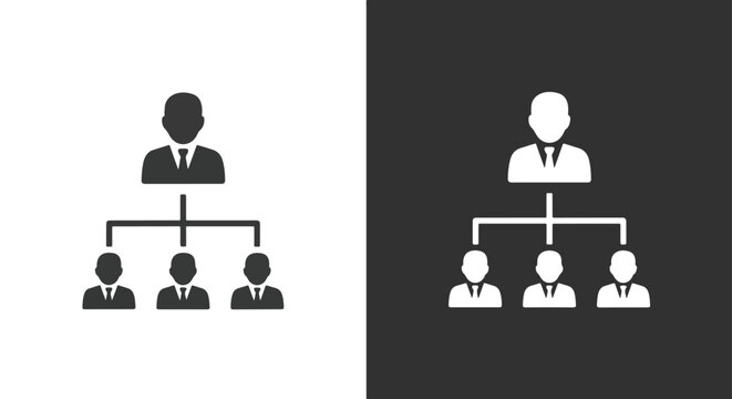 Business hierarchy organizational structure icon: Glyph and solid icon set - Icon vector - Editable line icons. Vector illustration