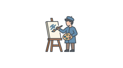 Fototapeta premium Artist painting on a canvas at an easel.