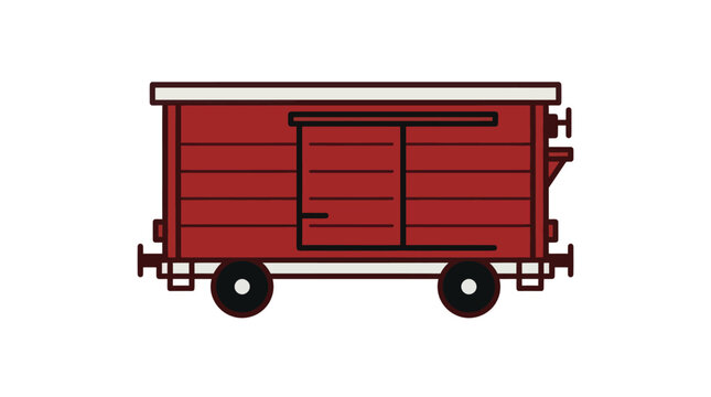 Red wooden freight train boxcar cargo wagon.