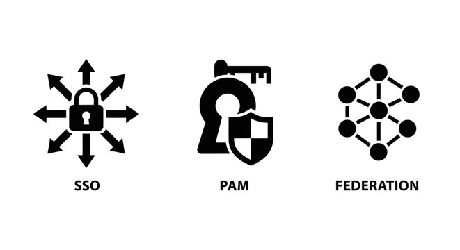 Cybersecurity Icons: SSO, PAM, and Federation for Secure Access and Data Protection