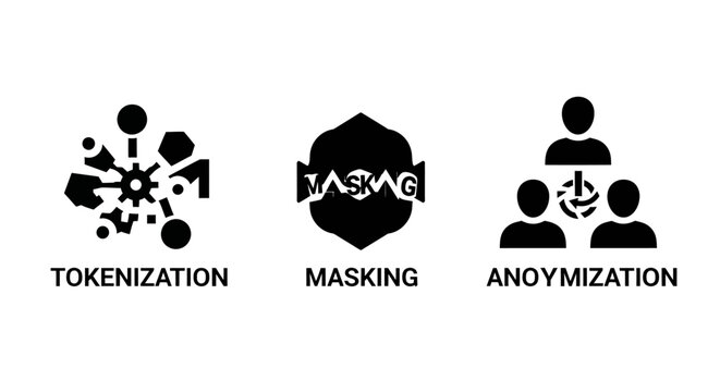 Data Privacy Icons: Tokenization, Masking, Anonymization - Security Concepts