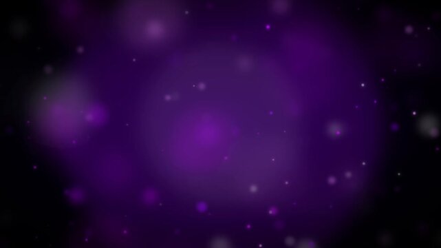 Abstract purple bokeh background, shimmering light particles, dark mystical aura, vibrant violet glow, ethereal cosmic dust, magical energy flow, dynamic motion graphics element