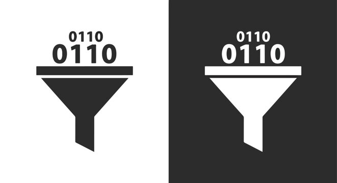 Data filter information process icon: Clipart, sticker - icon set - Line and glyph solid icon and logo template 