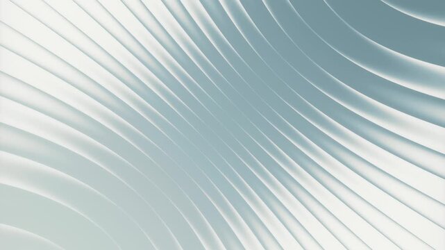 Light abstract 3D background with smooth diagonal waves. Elegant silver-white and icy turquoise palette. Clean seamless 4K animation for corporate and minimalist design