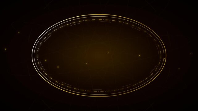 Elegant golden oval frame with shimmering particles, a luxurious animated border for titles and presentations, sophisticated dark background video loop