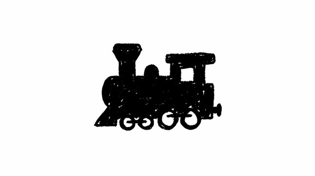 Black silhouette of a steam locomotive on a white background.