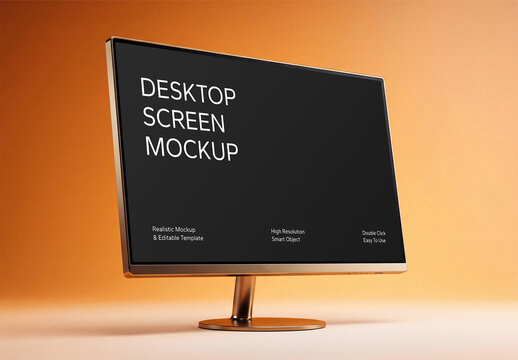 Desktop Monitor Screen PSD Mockup